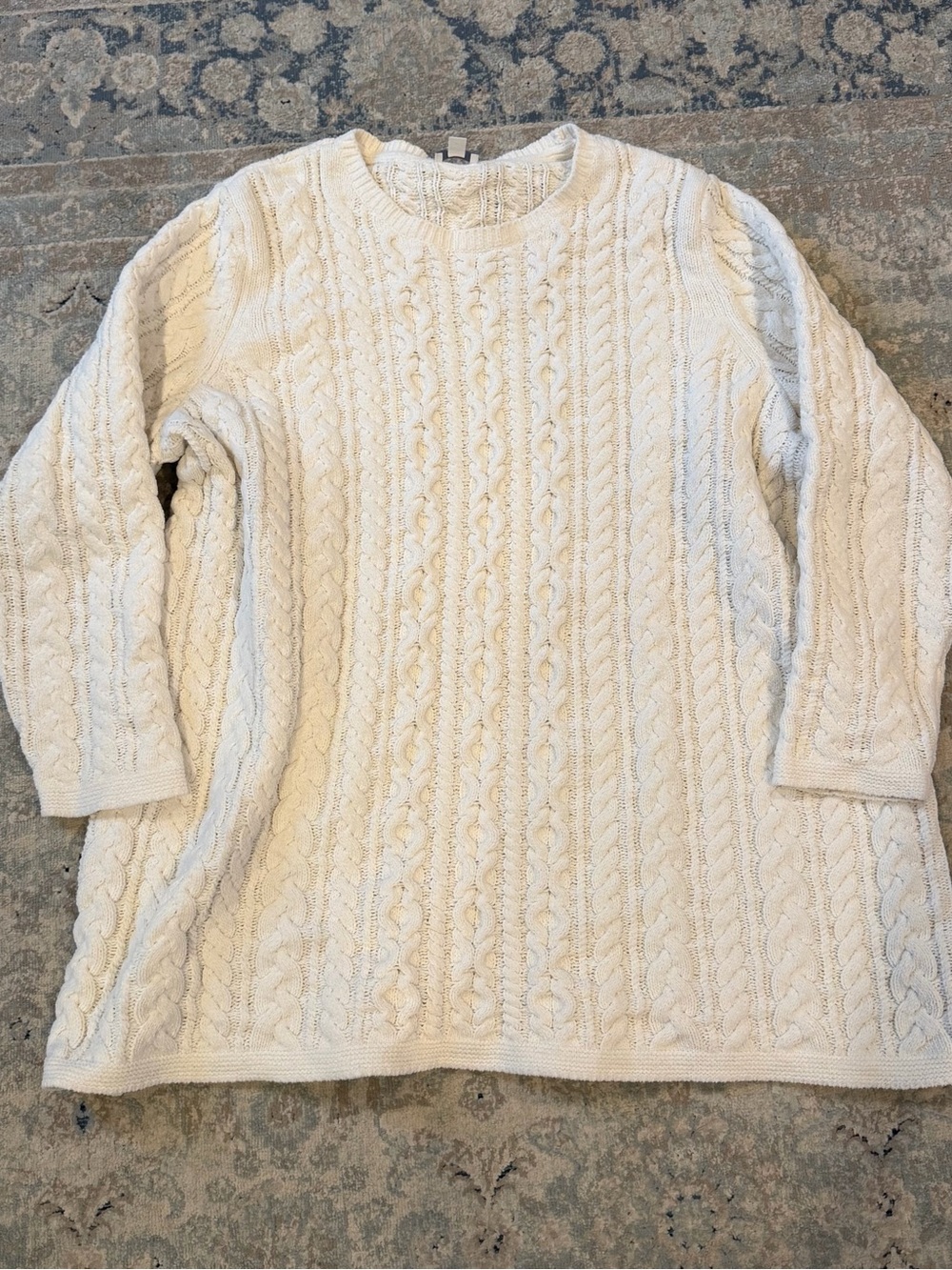 J. Jill Cream Cable-Knit Crew Sweater